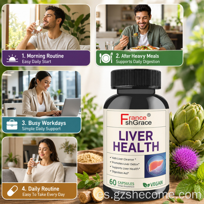Herbal Shecome Cápsulas para la salud del hígado Apoyo digestivo